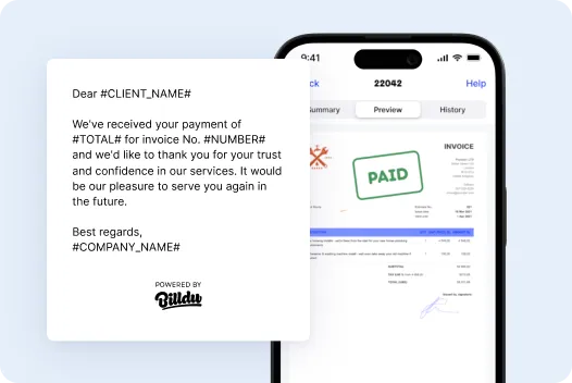 Payment reminder - Billdu feature